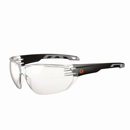 ERGODYNE Skullerz VALI Anti-Scratch/Enhanced Anti-Fog Safety Glasses, Matte Black Frameless, Clear Poly Lens 59205